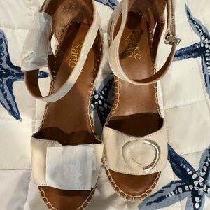 Franco Sarto Tan and Cream Espadrille Sandals